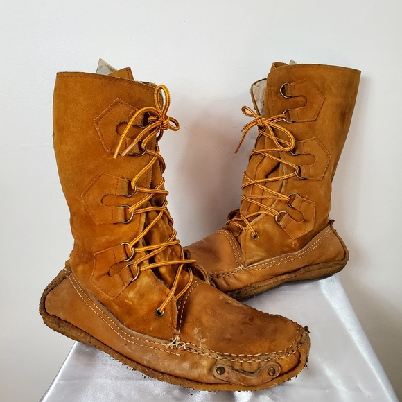 Vintage CHIEF CHEROKEE suede and leather Mukluks shearling wool unisex Boots - Picture 2 of 12